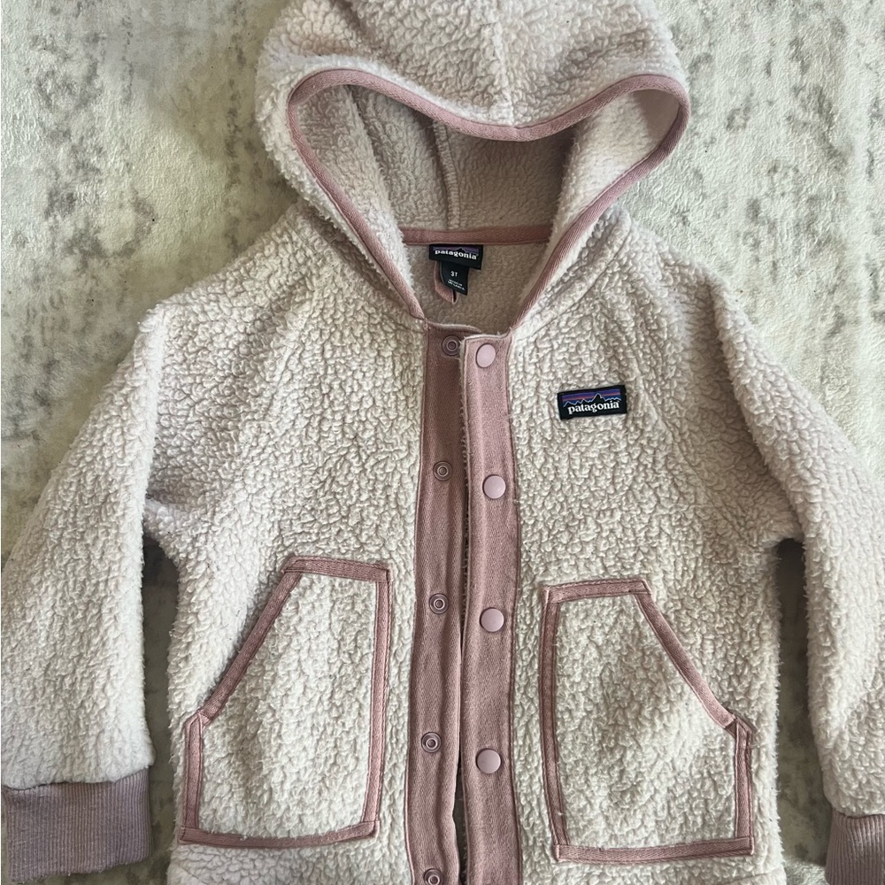 Patagonia Pink and Cream Fleece Jacket